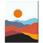 Painting by Numbers Art Minimalism Sun over Colorful Mountains