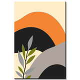 Malen nach Zahlen Kunst Minimalismus Pflanze zwischen zwei Bergen