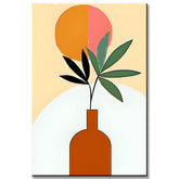Malen nach Zahlen Kunst Minimalismus Pflanze in Vase mit Sonne