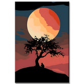 Painting by Numbers Photo Art Red Full Moon with Tree in Night Sky