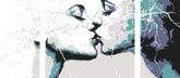 Malen nach Zahlen Art two kissing Münder 3-part Triptychon