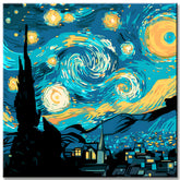 Malen nach Zahlen Kunst Abstrakt Kunst Sternennacht mit Skyline einer Stadt
