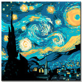 Malen nach Zahlen Kunst Abstrakt Kunst Sternennacht mit Skyline einer Stadt