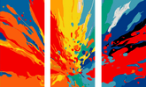 Malen nach Zahlen Moderne Kunst Farbenexplosion 3-part Triptychon