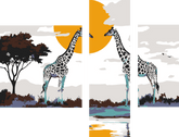 Malen nach Zahlen Photo art Giraffes 3 parts