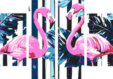 Malen nach Zahlen Abstrakte Kunst Flamingo 4-part