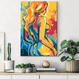 Painting by Numbers Art Nude Naked Woman from Behind in Bright Colorful Colors