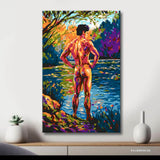 Malen nach Zahlen Akt Mann Landschaft Bunt Modern Kunst