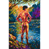 Malen nach Zahlen Akt Mann Landschaft Bunt Modern Kunst