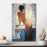 akt frau fenster ruecken licht DIY Kunst Deko modernes Wandbild