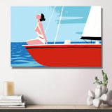 akt frau boot meer minimalistisch DIY Kunst Deko modernes Wandbild