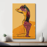 akt frau kniend minimalistisch orange DIY Kunst Deko modernes Wandbild