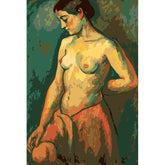 Akt Frau stehend grün natur