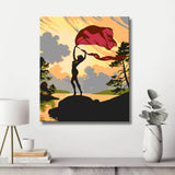Malen nach Zahlen Akt Silhouette Frau Landschaft Tuch Wind