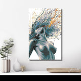 Akt Frau blau grün modern Kopf DIY Kunst Deko modernes Wandbild