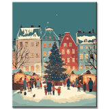Painting by Numbers Christmas Illustration Christmas Village Snow