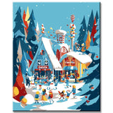 Malen nach Zahlen Weihnachten Illustration Weihnachtsdorf Kunst