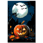 Malen nach Zahlen Halloween-Kürbis bei Nacht