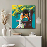 Malen nach Zahlen Kunst Illustration Eichhörnchen mit Laptop im Baum