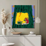 Malen nach Zahlen Kunst Illustration Eichhörnchen im Baum beim Kochen