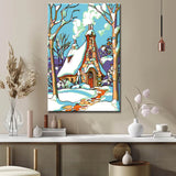 Malen nach Zahlen Kunst Illustration Schneebedecktes Haus