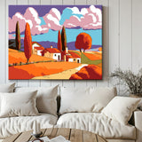 Painting by Numbers Art Illustration Landscape with Mountains and Trees