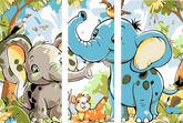 Grind nach Zahlen Kinder Motiv Illustration Tiere