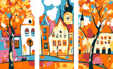Malen nach Zahlen Folkart Illustration Stadtansichten 3-part