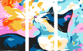 Malen nach Zahlen Kunst Illustration Katzen 3-part