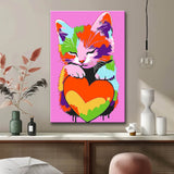 Malen nach Zahlen Regenbogen süße Katze mit Herz