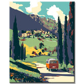 Painting by Numbers Art Landscape Car driving along a road