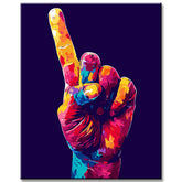 Malen nach Zahlen Kunst Bunte Hand mit gekreuzten Fingern