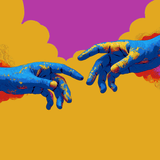 Malen nach Zahlen Kunst Zwei Bunte Hände halten sich