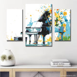 Malen nach Zahlen Kunst Piano mit wehenden Blumen 3-part
