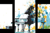 Malen nach Zahlen Kunst Piano mit wehenden Blumen 3-teilig