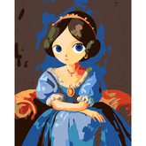 Grind nach Zahlen Kunst Frau trägt blaues Kleid
