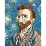 Malen nach Zahlen Kunst Mann mit Vollbart und blauer Hintergrund