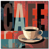 Painting by Numbers Art Lifestyle Red coffee cup on a mat with various terms