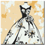 Malen nach Zahlen Kunst Lifestyle schwarz-weisses Kleid mit Blümchen