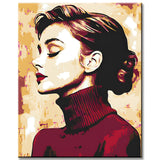 Grind nach Zahlen Kunst Lifestyle Frau mit Rotem Rollkragenpulli