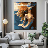 Malen nach Zahlen Kunst Lifestyle Rothaarige MeerjungFrau unter Wasser