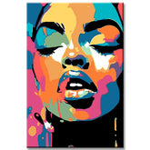 Malen nach Zahlen Kunst Lifestyle Gesicht mit Regenborgenfarben und Glitzer