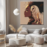 Painting by Numbers Art Woman with White Owl on Shoulder