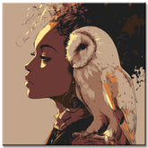Painting by Numbers Art Woman with White Owl on Shoulder