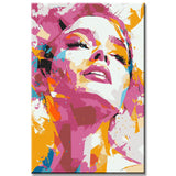 Malen nach Zahlen Kunst Lifestyle pinkes Frauen Gesicht mit bunten Punkten