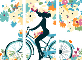 Malen nach Zahlen Lifestyle Kunst Frau auf Fahrrad 3-part