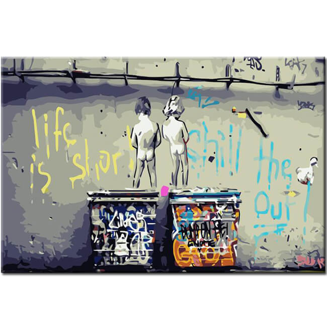 Malen nach Zahlen Graffiti Kunst Kinder an der Wand