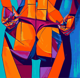 Grind nach Zahlen Akt Frau mit Tanga Po