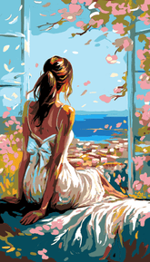 Malen nach Zahlen Abstrakte Kunst - Sitzende Frau