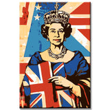 Malen nach Zahlen Queen Königin mit britischen Flagge in der Hand